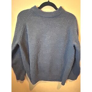 MNG Mango Crewneck Sweater Womens Size S Navy Blue‎ Good Wool Blend Raglan